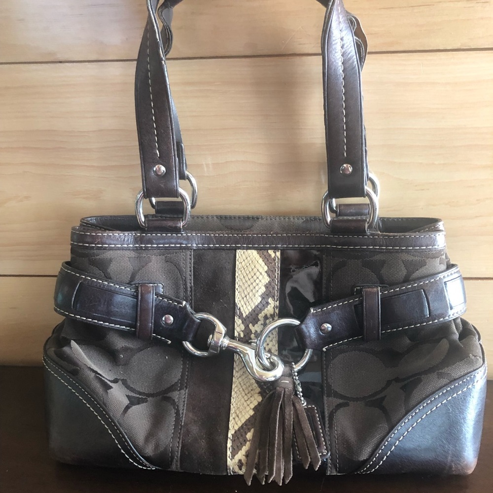Authentic Coach Purse with Snakeskin Detail